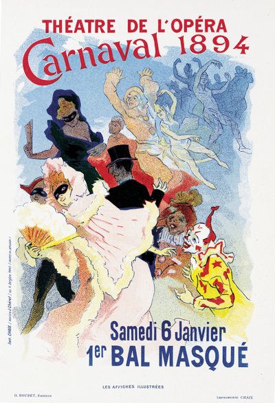 Poster advertising a masked ball and carnival, at the Theatre de l